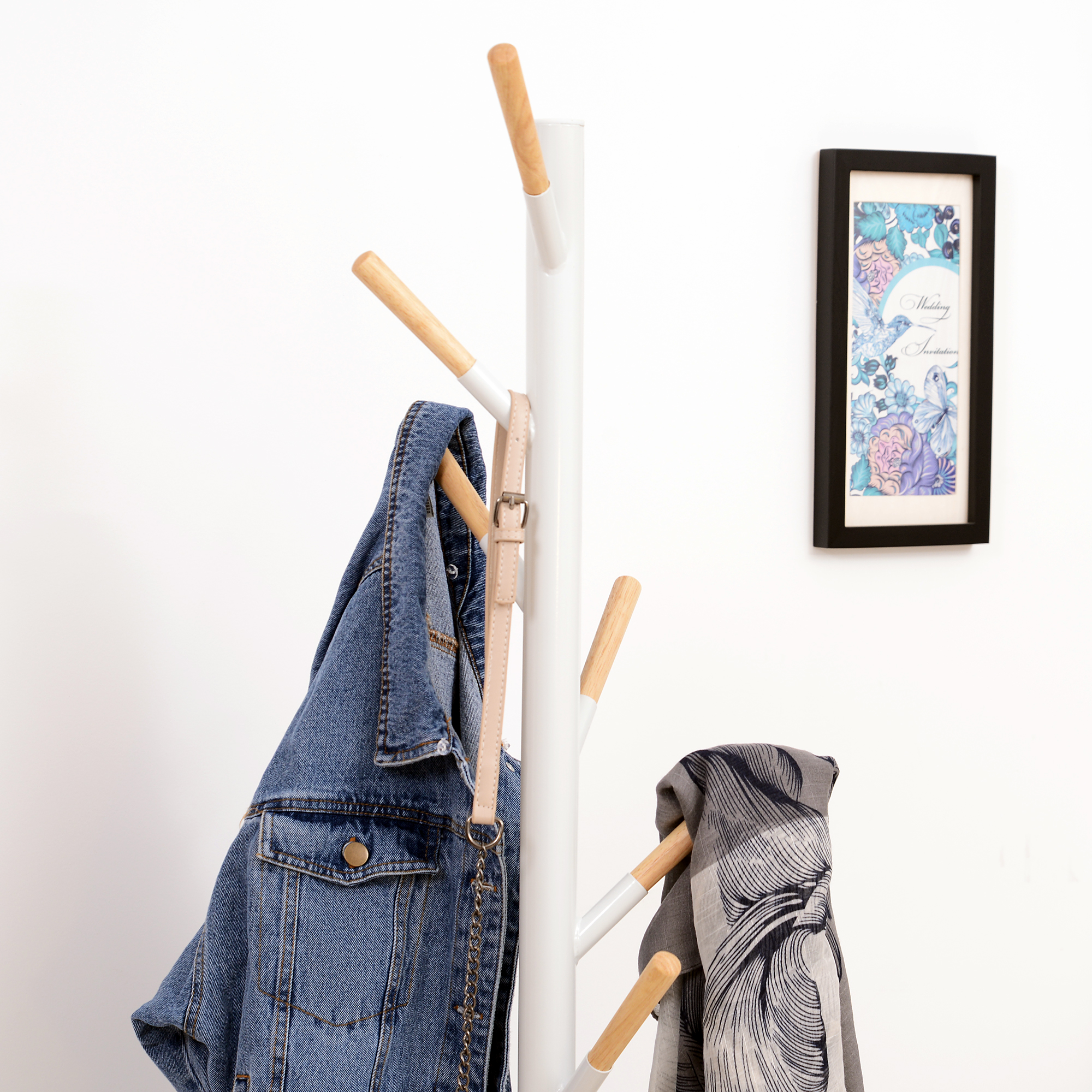 Garderobenständer Standgarderobe Kleiderständer 6 Haken Marmorfuß