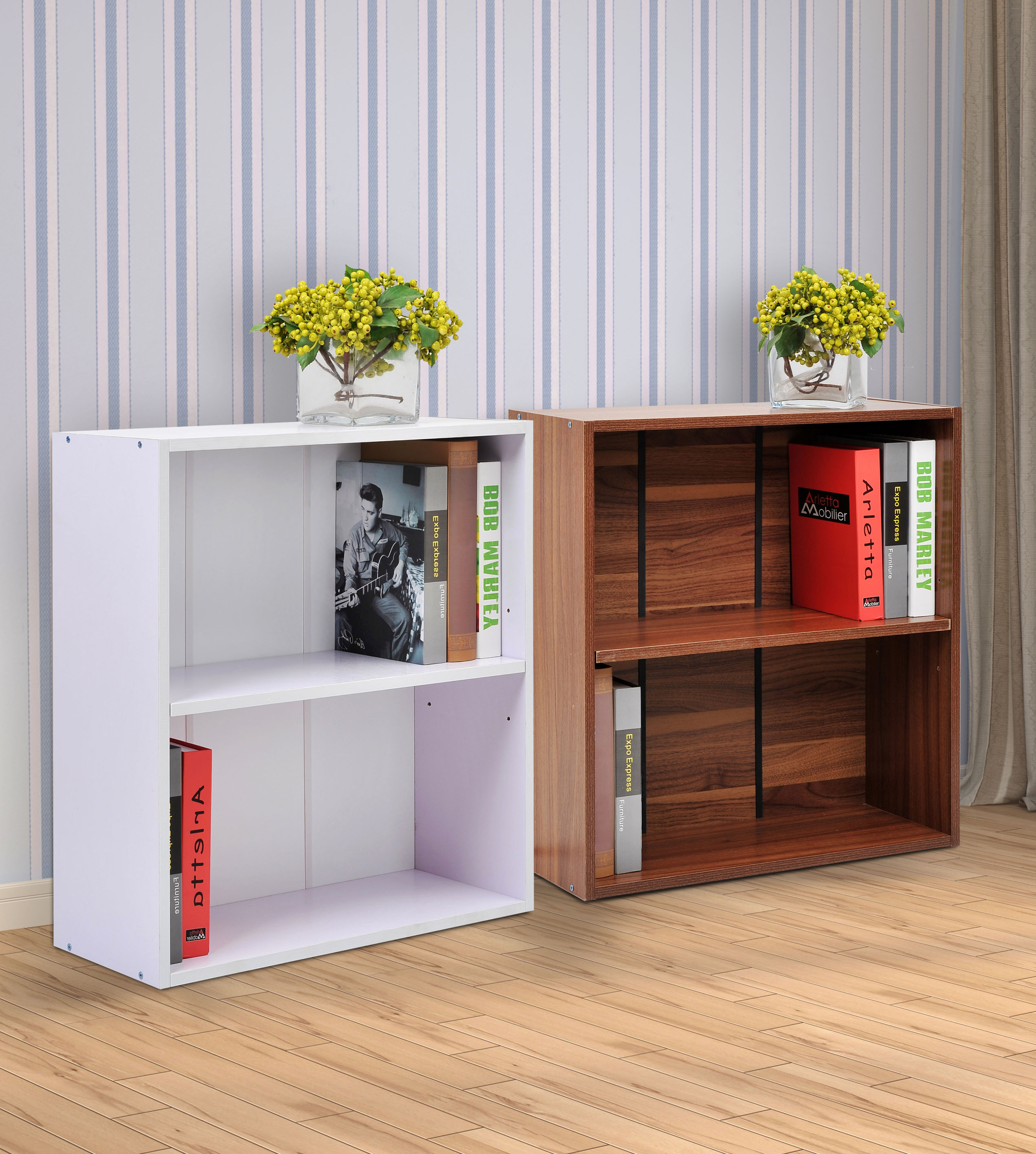 2 Tier Wood Storage Shelf Small Bookcase Home Office Furniture EBay