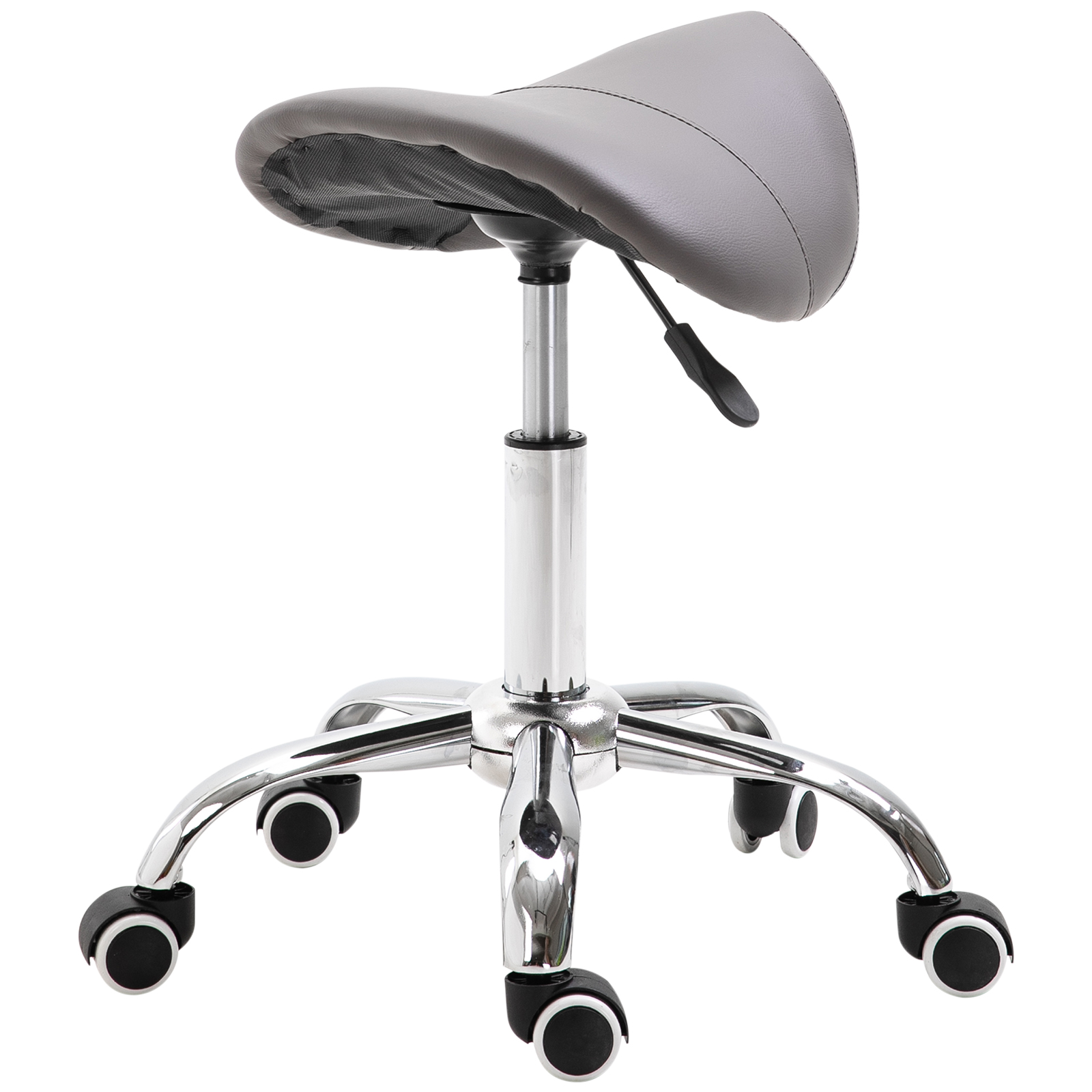 Adjustable Rolling Salon Stool Swivel Saddle Chair SPA Beauty Seat Grey