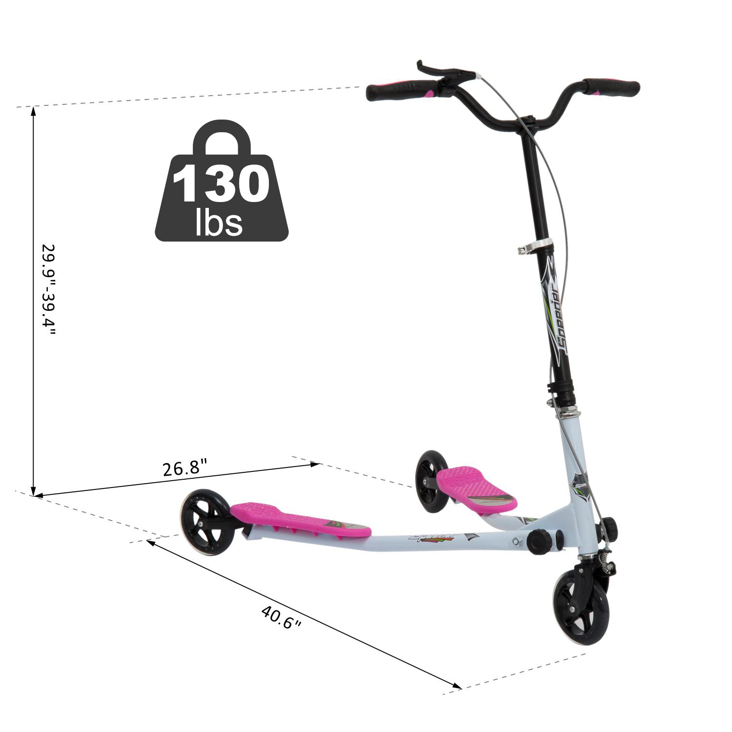 3 Wheels Kids Scooter Push Swing Scooter for Age 8+ Height Adjustable