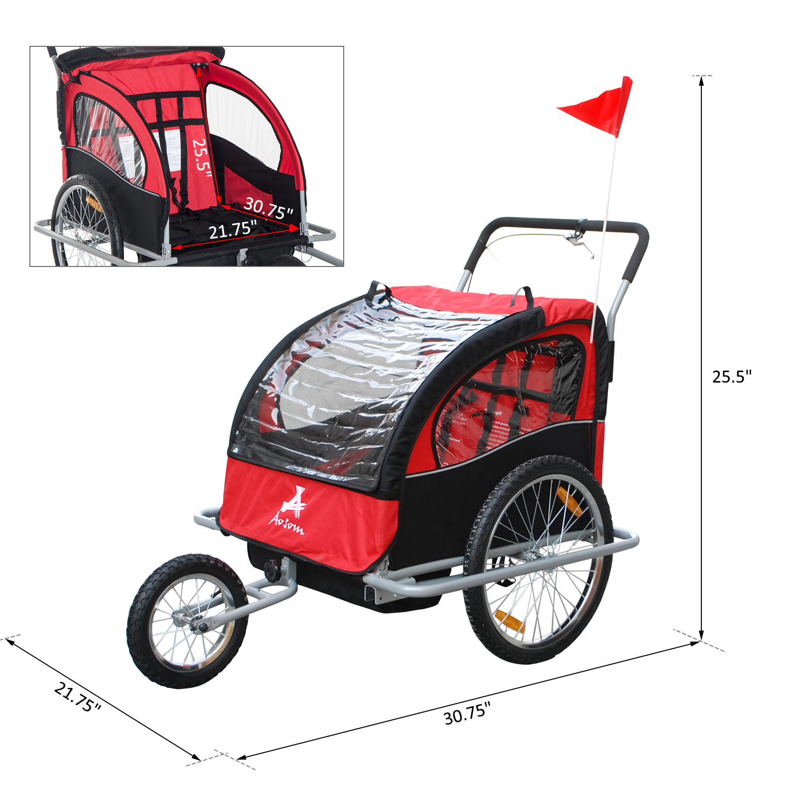 Bike Trailer Baby 2in1 Stroller Kids Seat Cycling Hitch Red 24144516845