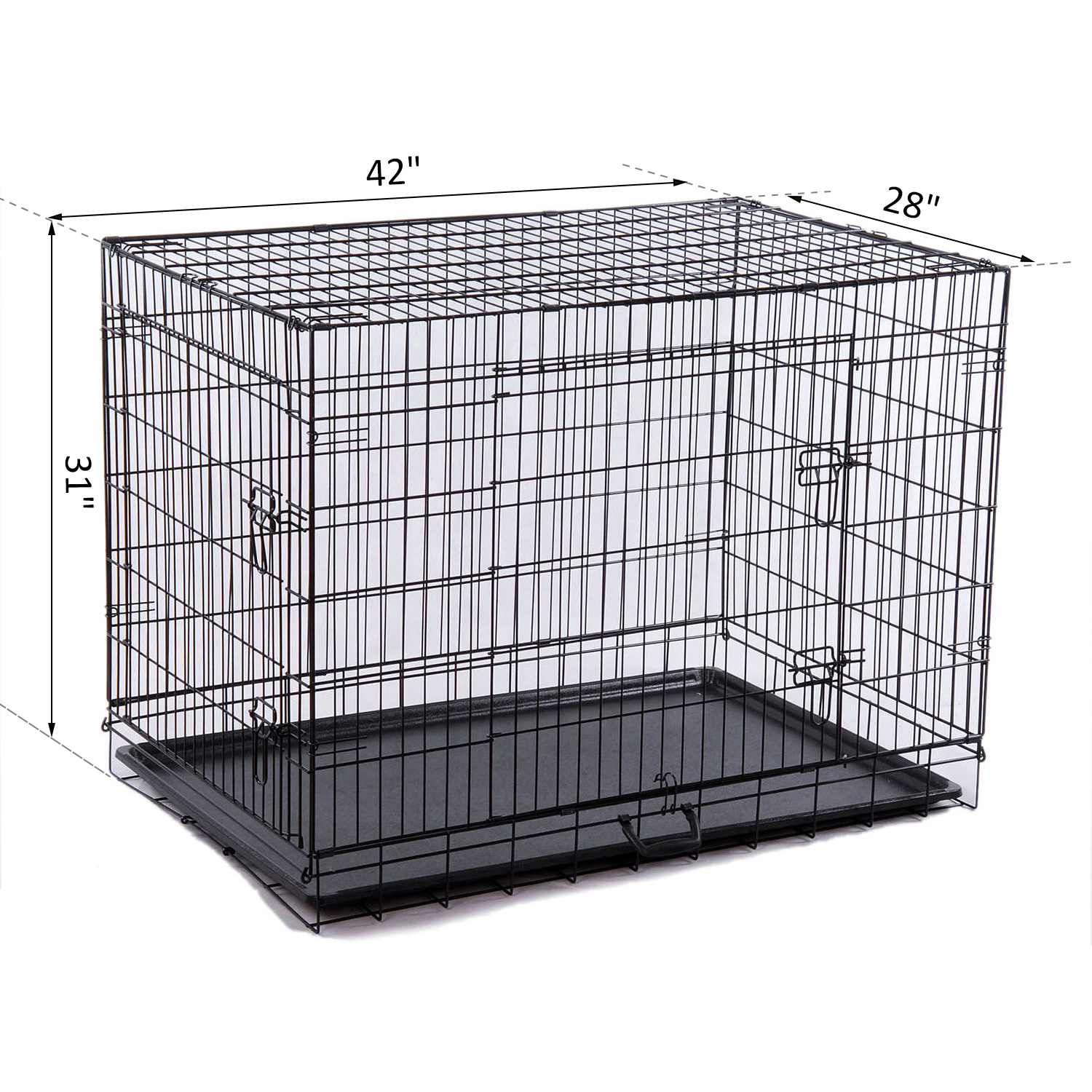 Folding Metal Pet Cage Create Kennel Dog Playpen W/ ABS Tray eBay