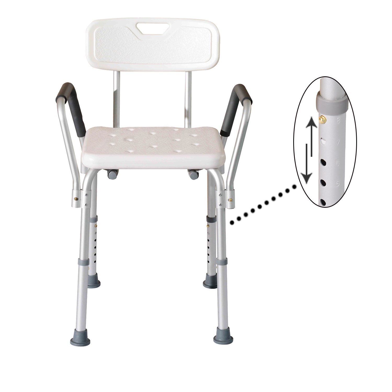 Adjustable Medical Shower Chair Quick Release Bathtub w/Arm Backrest WT