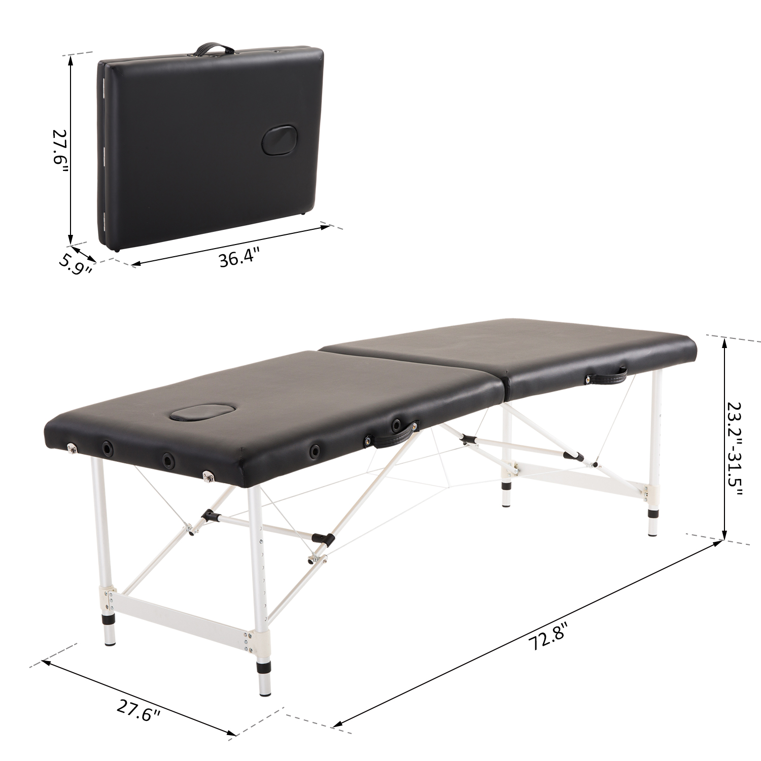 2 Section Massage Table Spa Facial Bed Adjustable Portable w/ Carry
