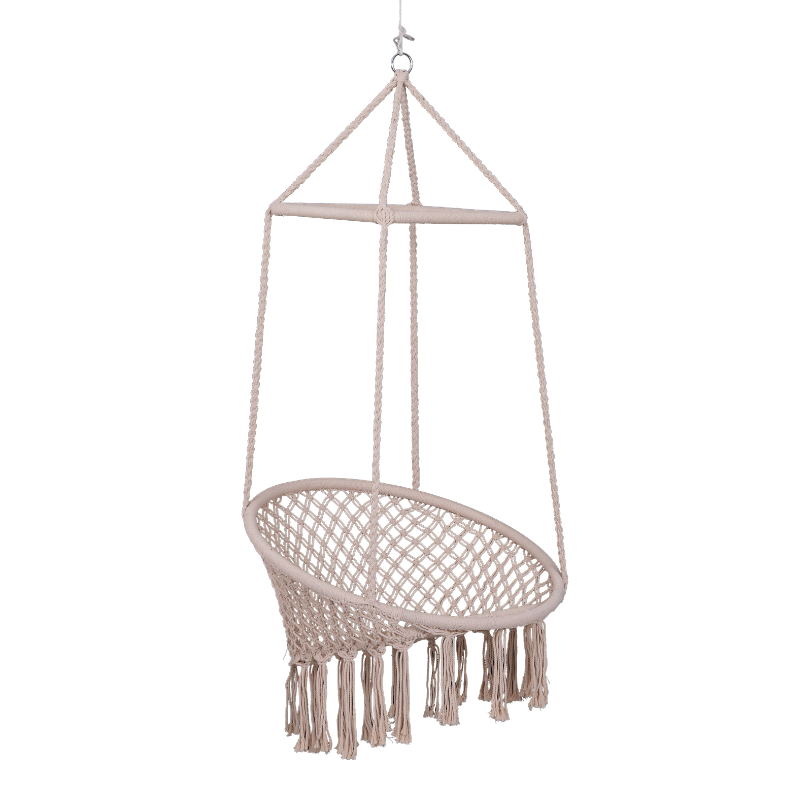 Details About Outsunny Swing Chair Hanging Hammock Indoor Outdoor Braided Twisted Rope Beige