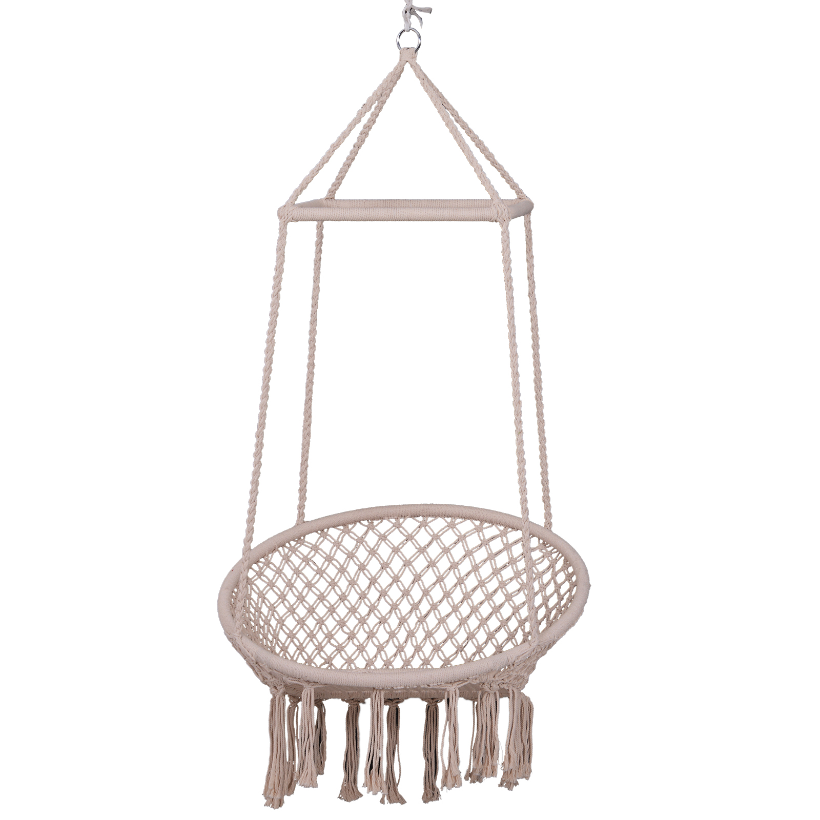 Details About Outsunny Swing Chair Hanging Hammock Indoor Outdoor Braided Twisted Rope Beige
