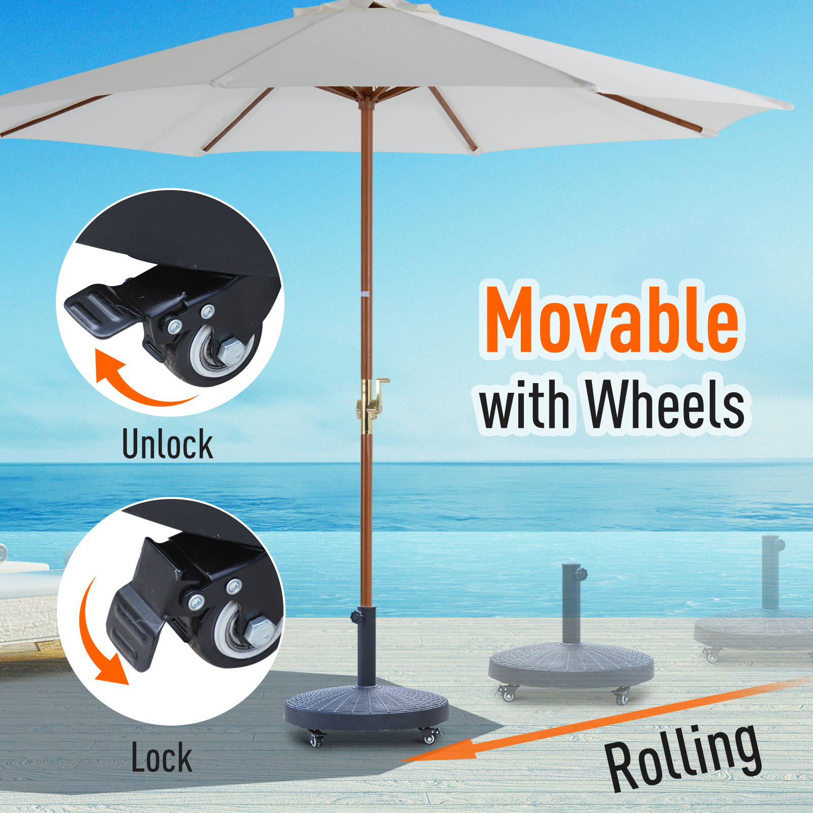 Outsunny 25kg Resin Patio Umbrella Base Parasol Stand Weight Deck w