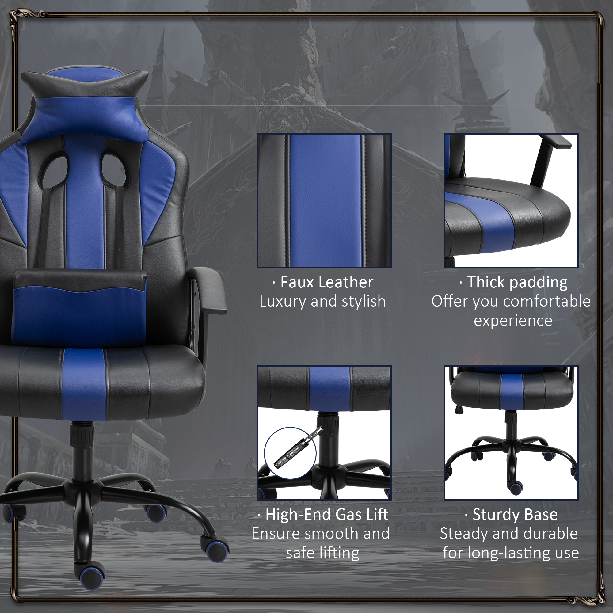 High Back Ergonomic Gaming Chair Swivel Computer Seat Lumbar Support eBay