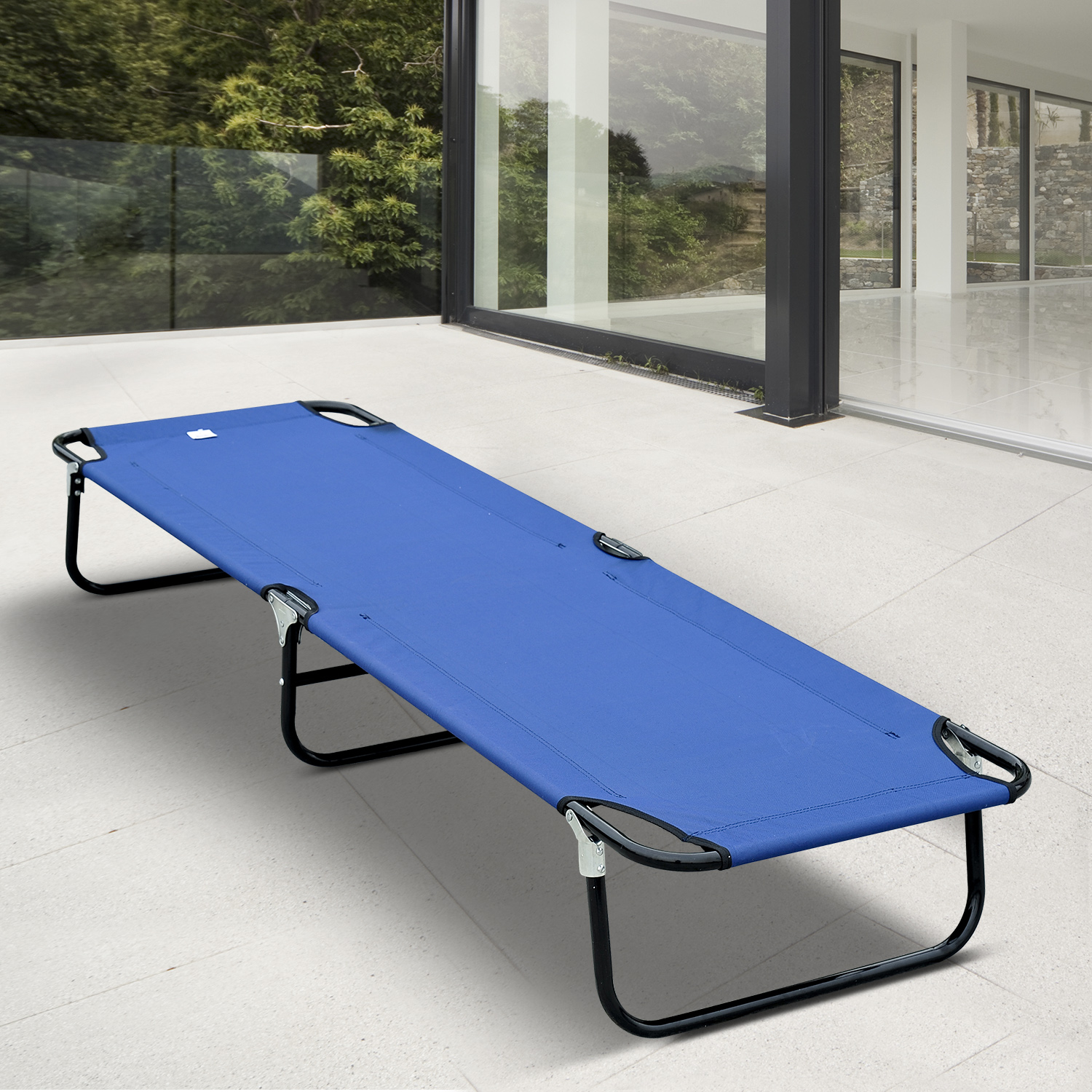 74.8" Camping Bed Army Cot Portable Outdoor Indoor Blue eBay