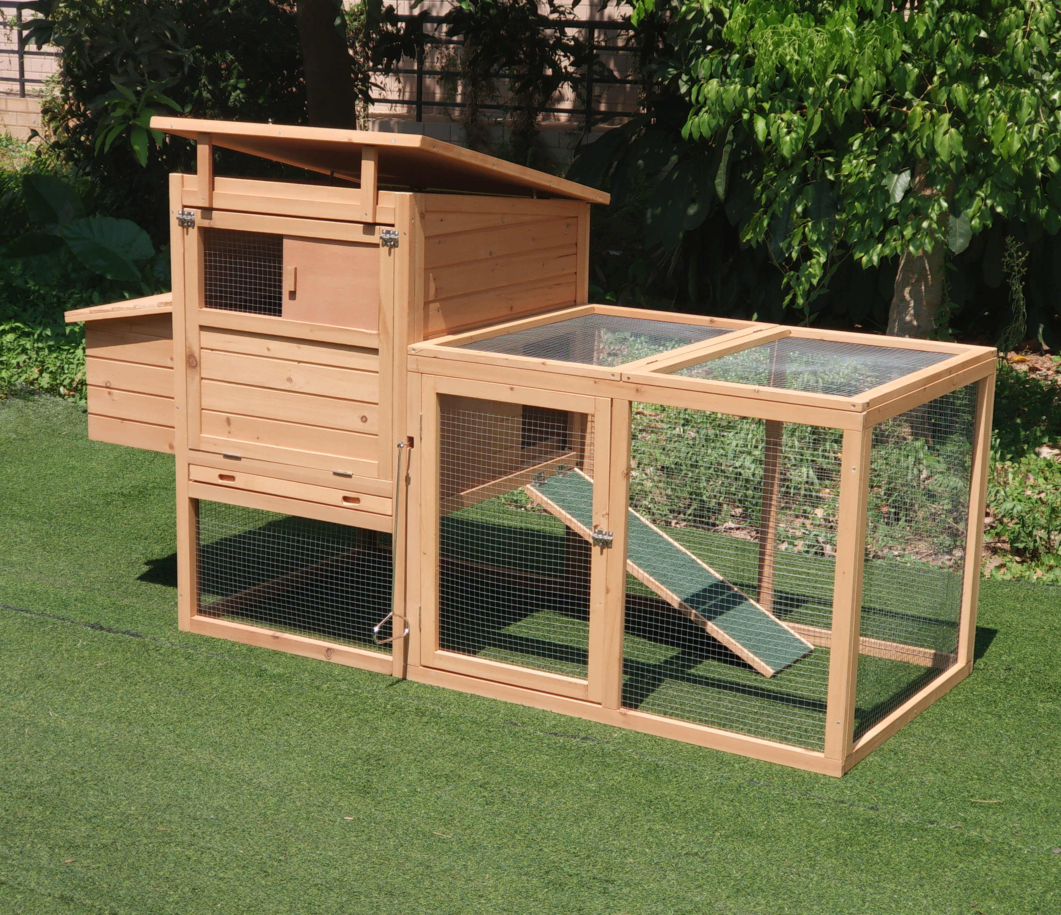 73.5 Deluxe Wooden Chicken Coop Hen Poultry Pet Cage W 