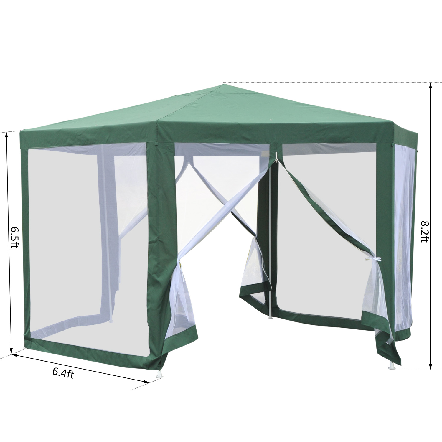 Φ13' Hexagon Gazebo Garden Sunshade Pavilion Outdoor Events w/ Mosquito
