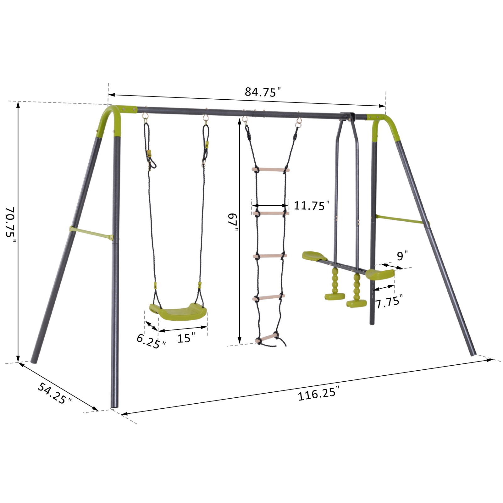 A Frame Kids Metal Swing Set Swing Chair & Glider Set Climbing Ladder Set eBay