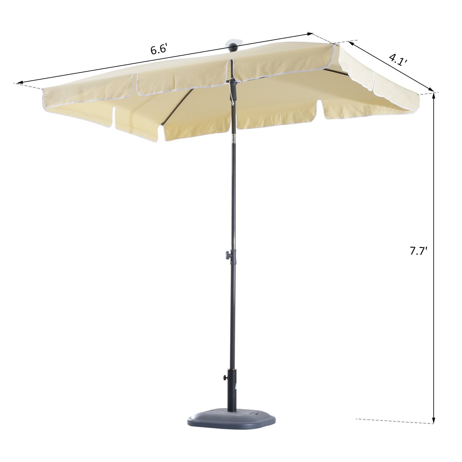 Outsunny 7x4ft Rectangular Aluminum Tilt Patio Umbrella UV Protection
