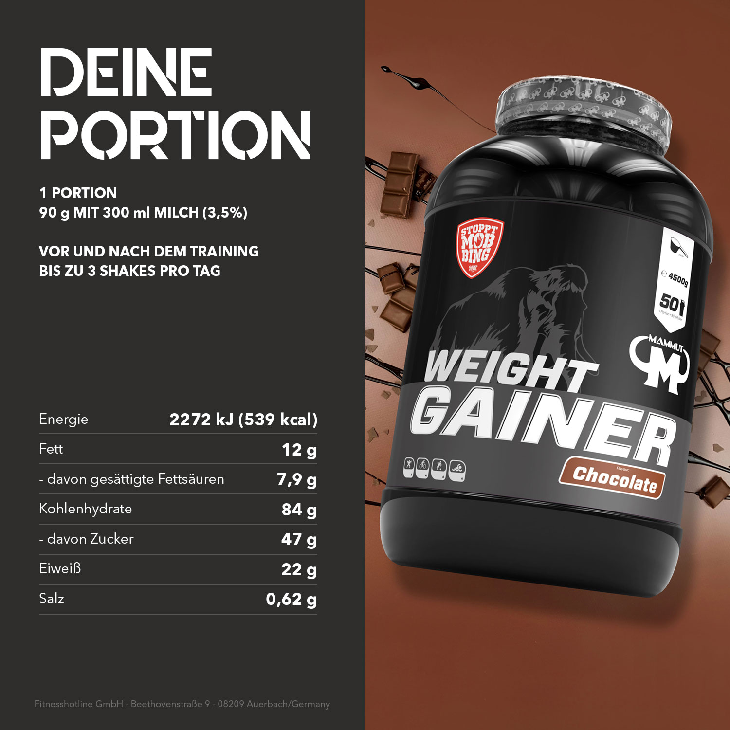 Weight Gainer 4500g Crash 5000 Masseaufbau Hardgainer von Mammut + Gratisartikel - Bild 7 von 15