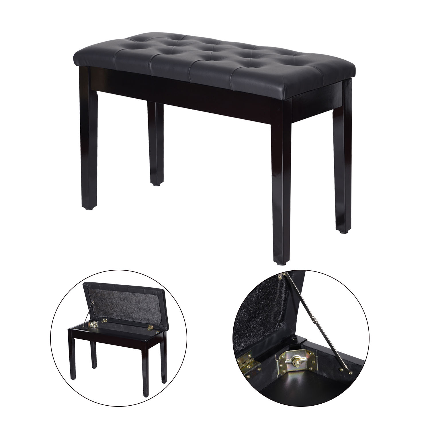 Classic Digital Keyboard Piano Bench Padded Seat Stool Solid Wooden eBay