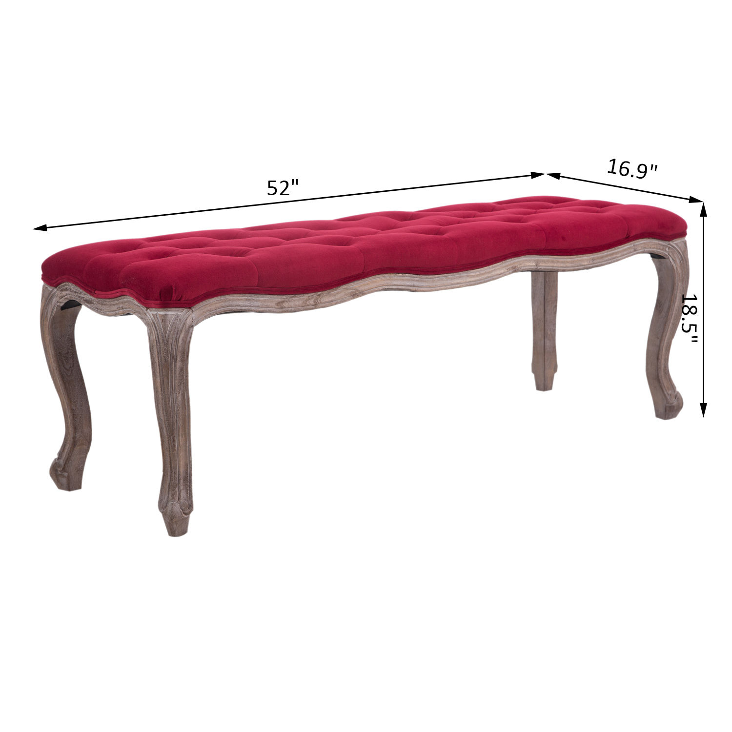 Upholstered Bench Tufted End of Bed Seat Ottoman Wood Bedroom Entryway