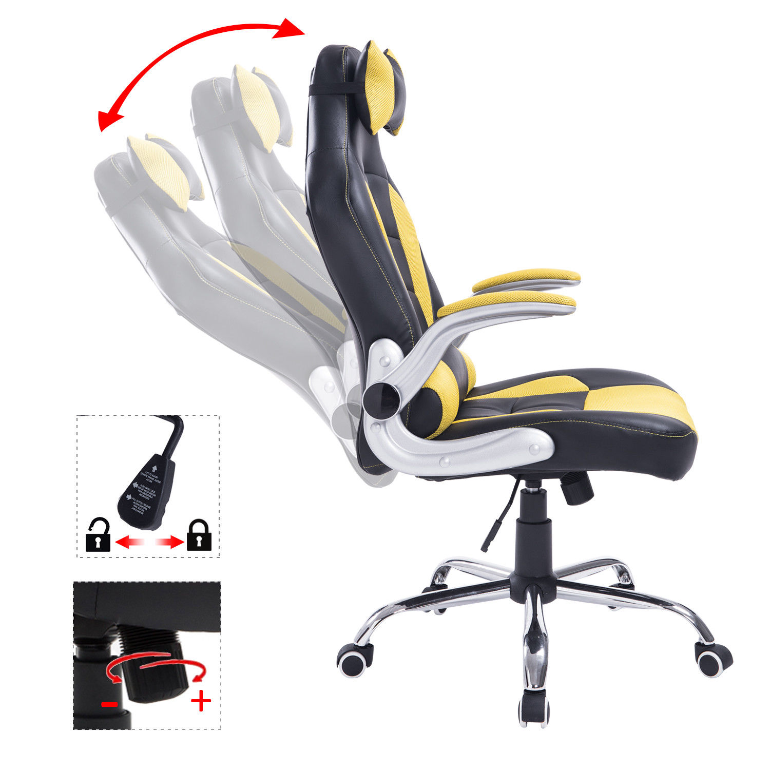 racing office chair adjustable recliner gaming computer ergonomic