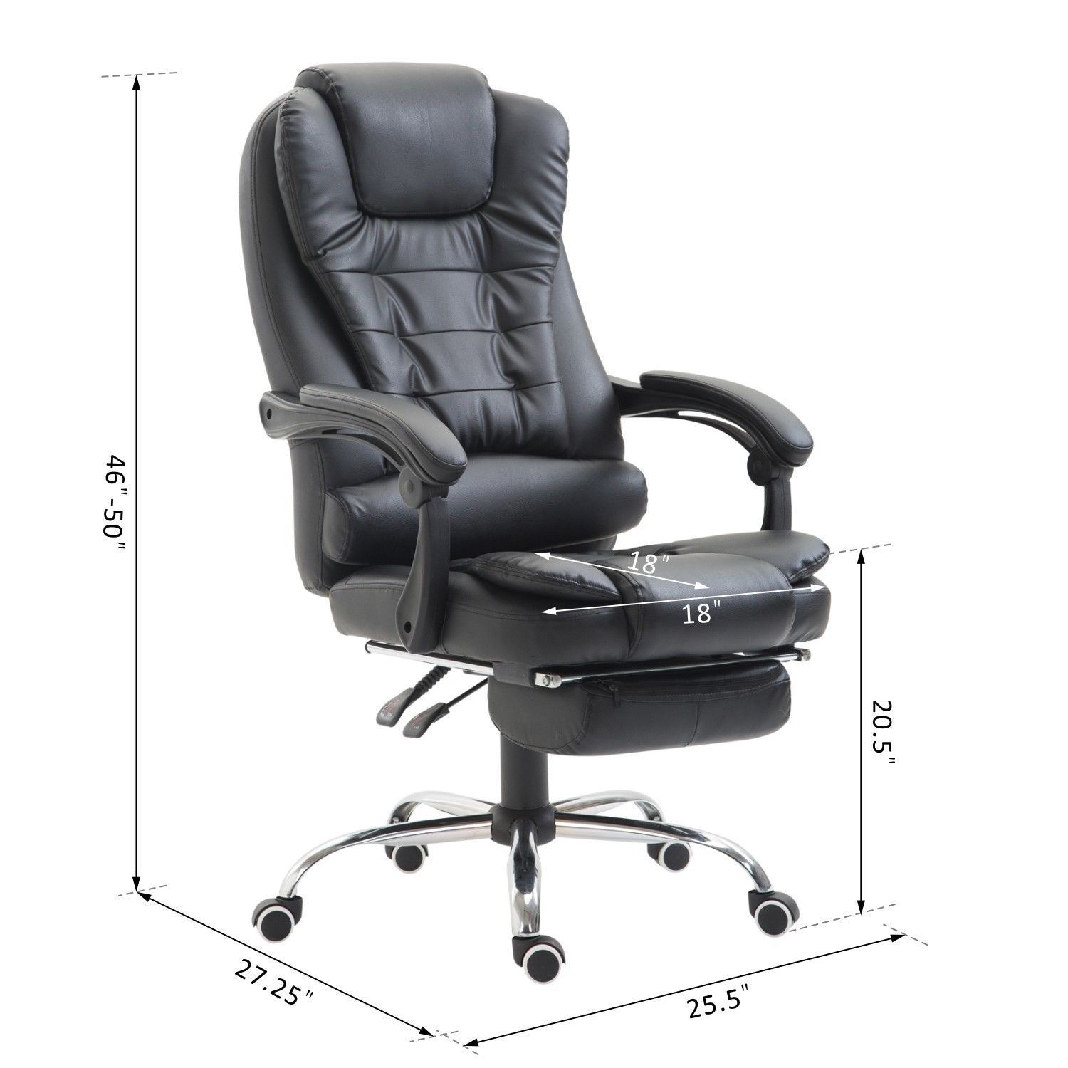 Executive Style Reclining Office Napping Chair PU Leather W