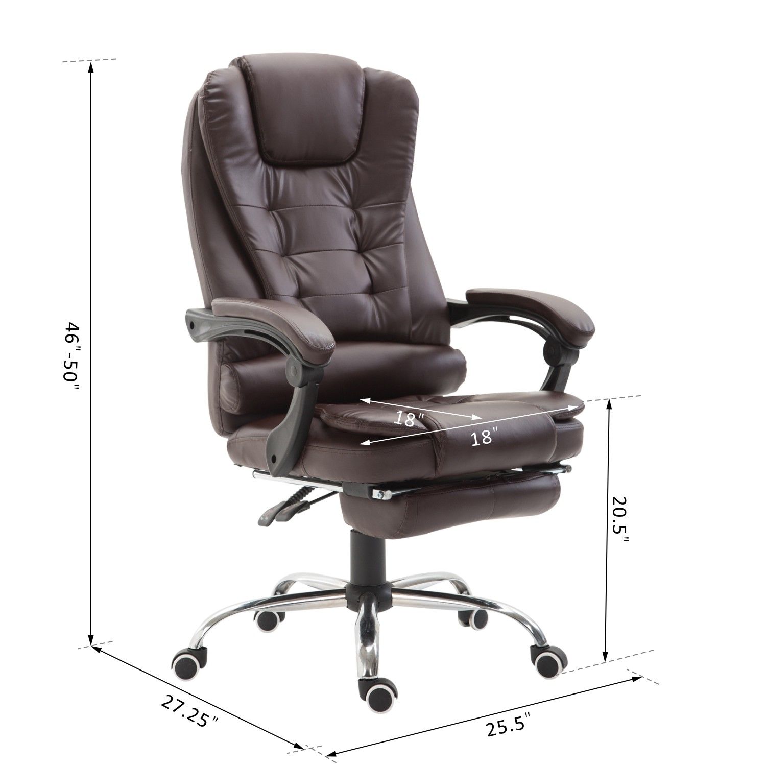 Executive Style Reclining Office Napping Chair PU Leather W