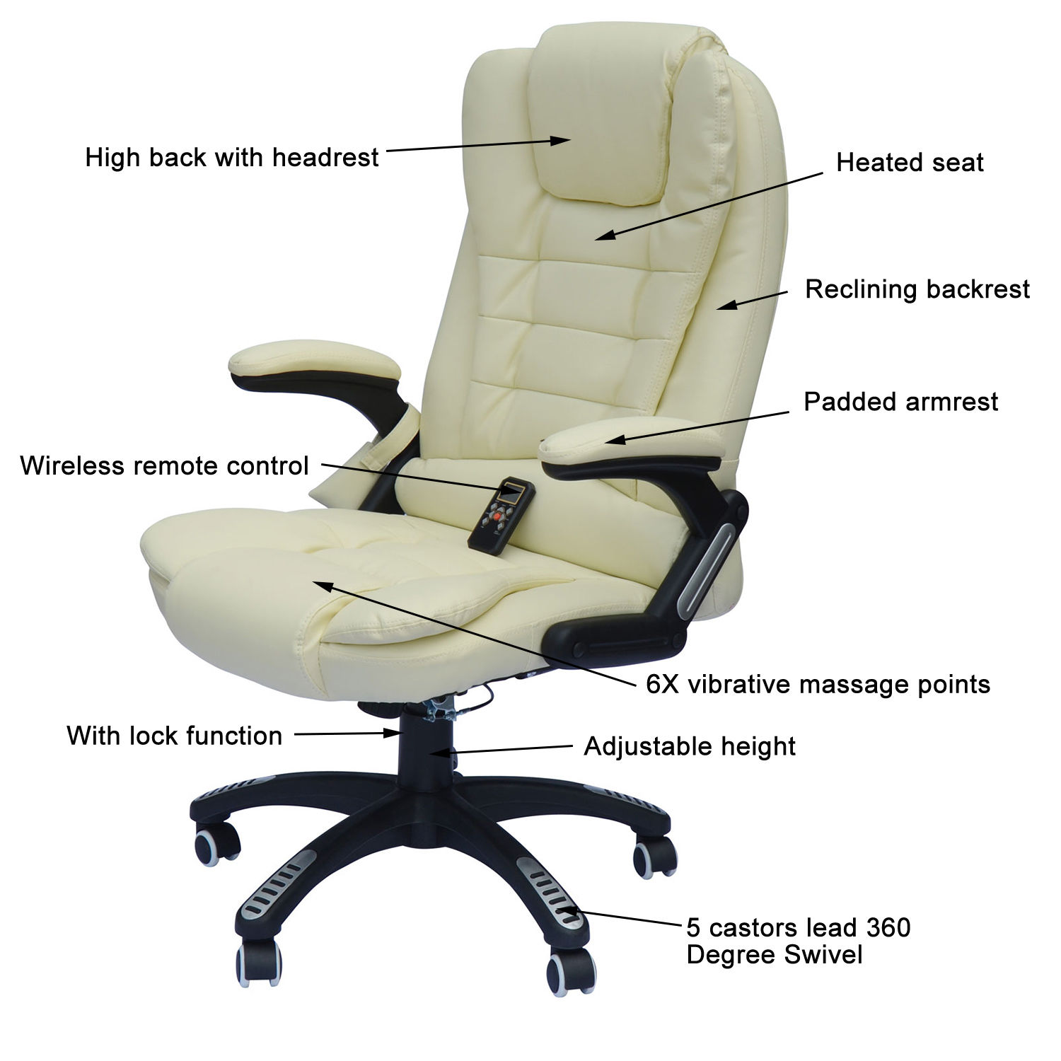 Home Office Computer Desk Massage Chair Executive Ergonomic Heated