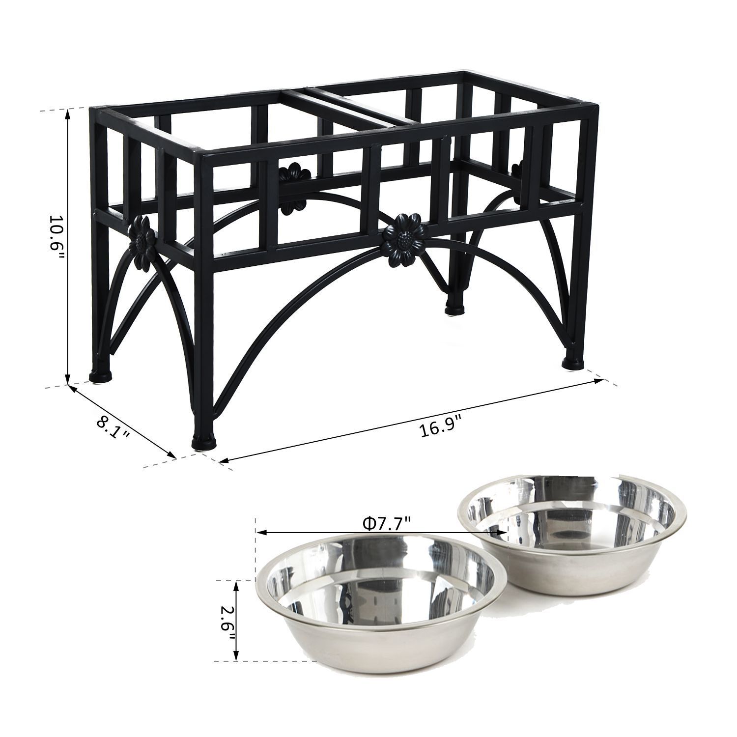Elevated Raised Stainless Steel Double Bowl Food Water Dog Feeder Pet Dish Diner eBay
