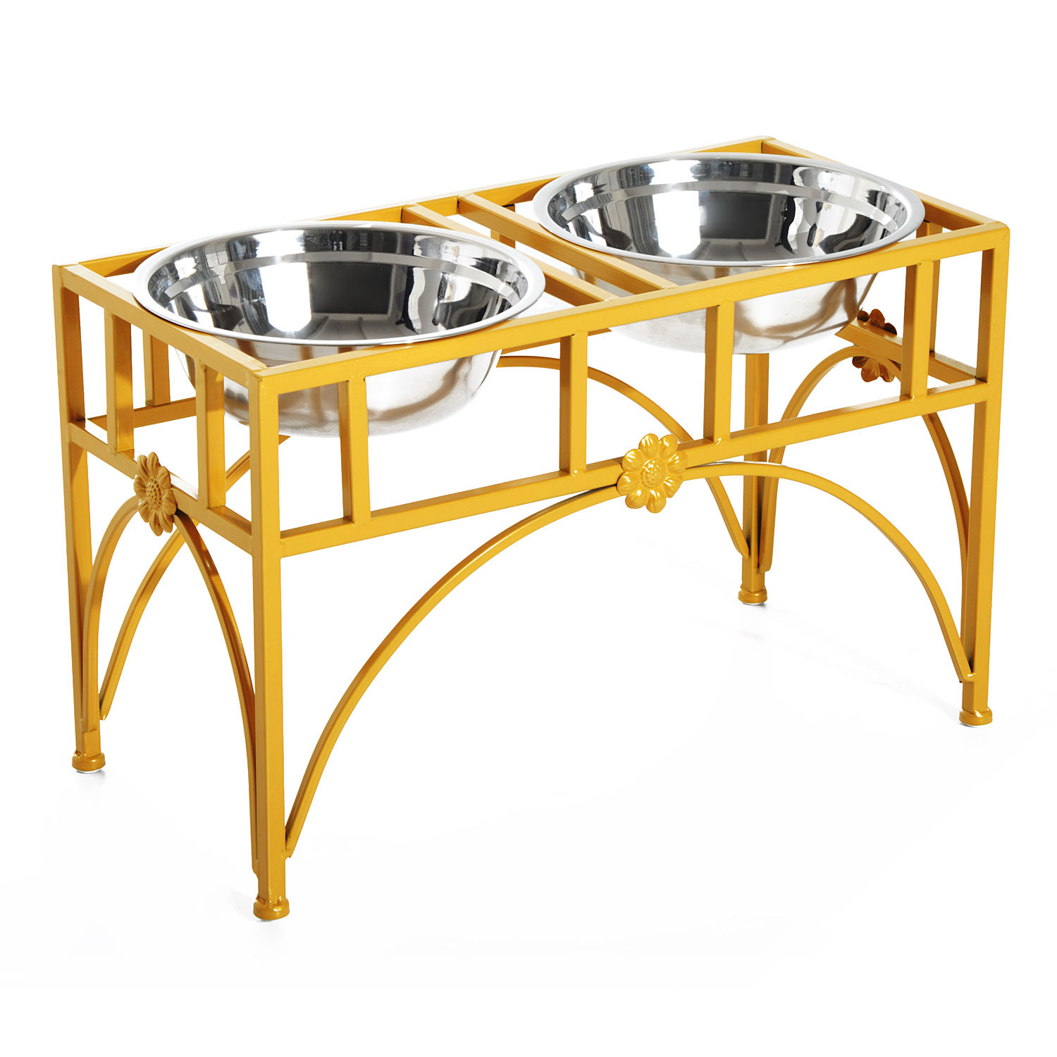 Elevated Raised Stainless Steel Double Bowl Food Water Dog Feeder Pet