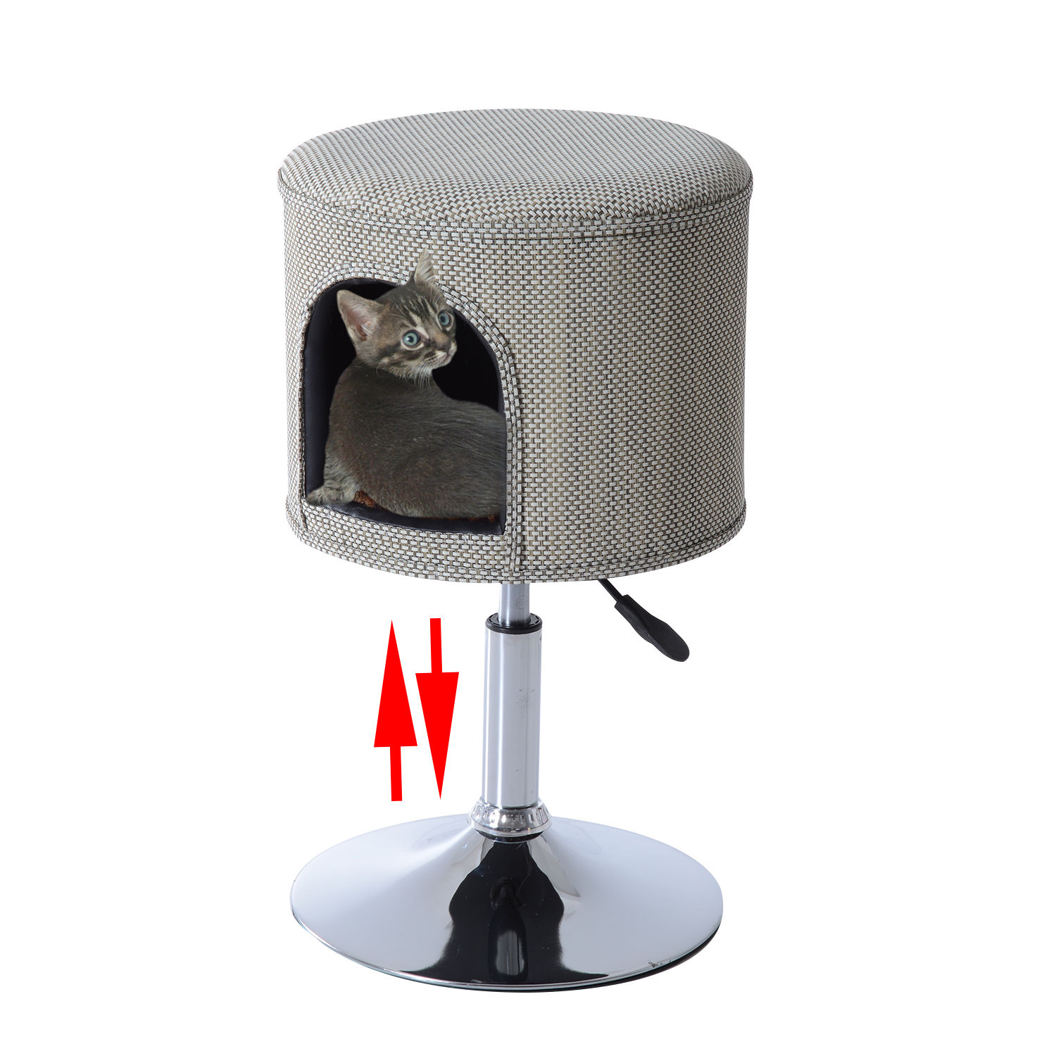 PawHut 23" 26" Height Adjust Cat Condo Stool Indoor Pet Kitty Bed