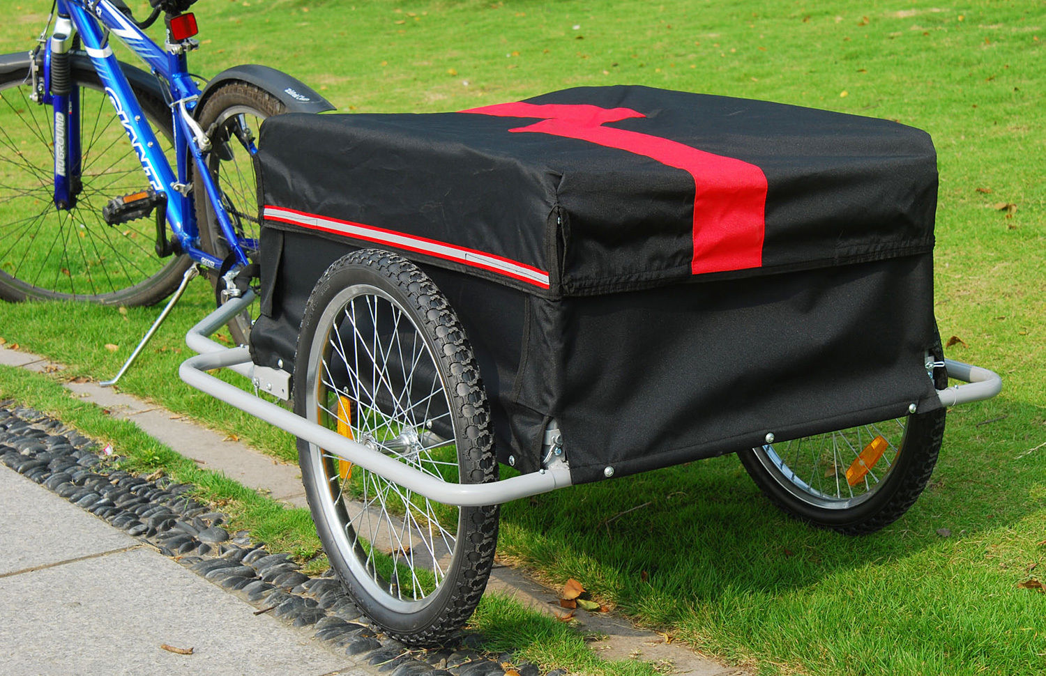 Bike Cargo Trailer w/ Rain Cover Bicycle Large Carrier Cart Yard Patio