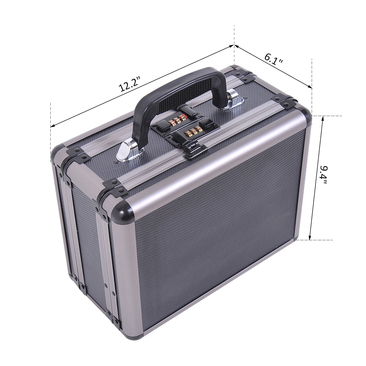 Double Locking Sided Hard Pistol Handgun Case Safe Carry Storage Box w