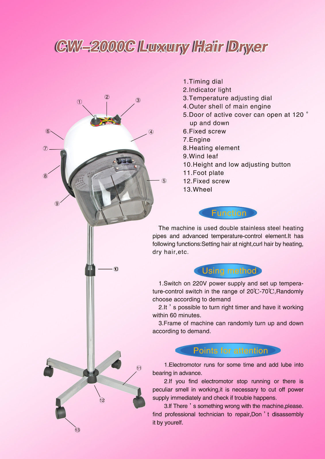 Professional Hair Dryer Hood Portable Salon Hairdresser