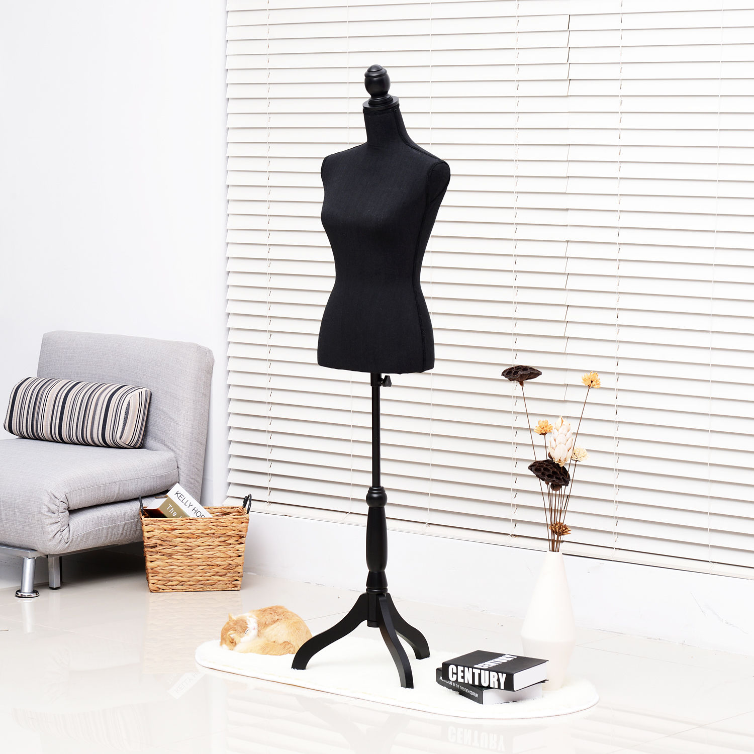 Black Female Mannequin Adjustable Torso Display Tripod Stand Clothing eBay