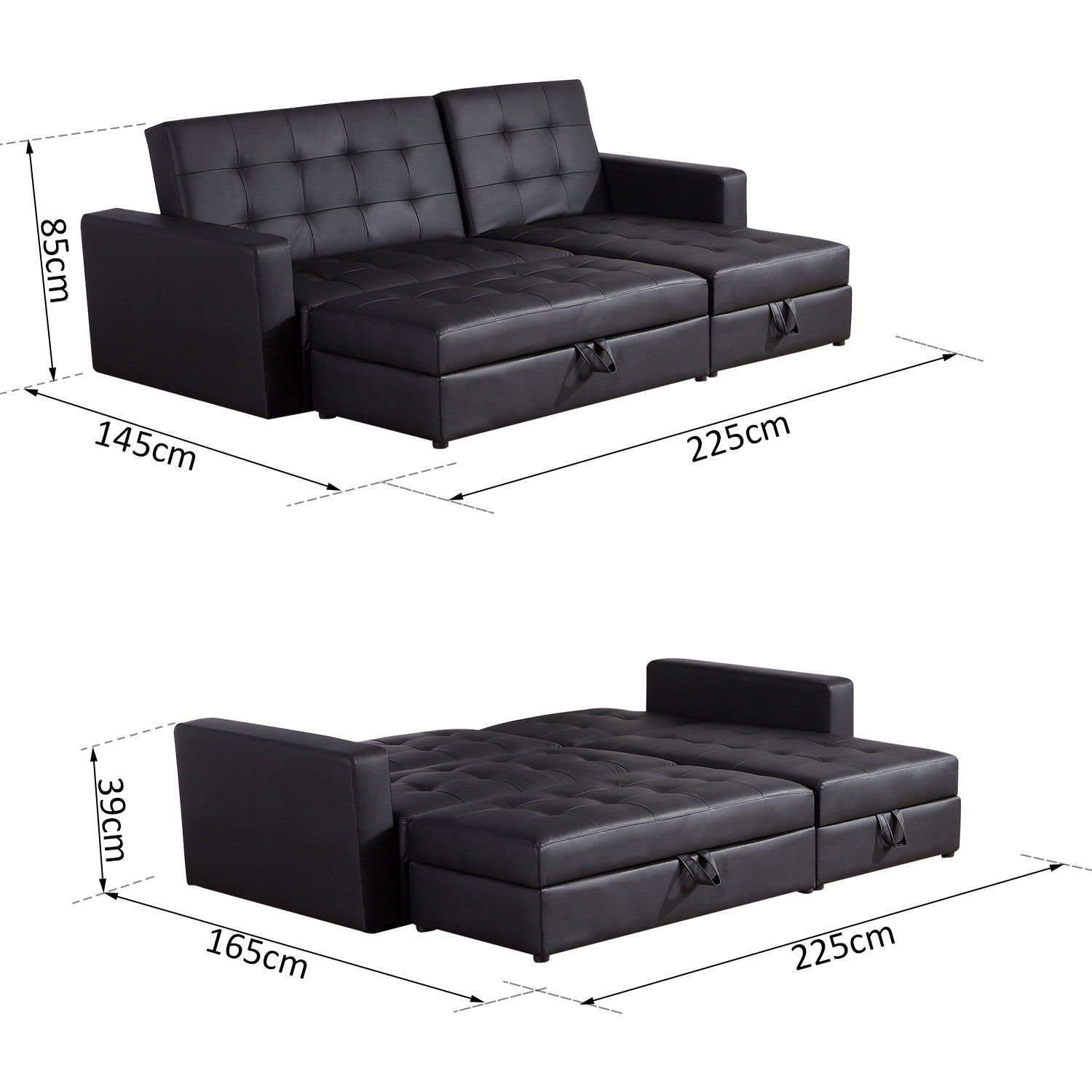 Details About Sofa Bed Storage Sleeper Chaise Loveseat Couch Sectional Living Room Furniture