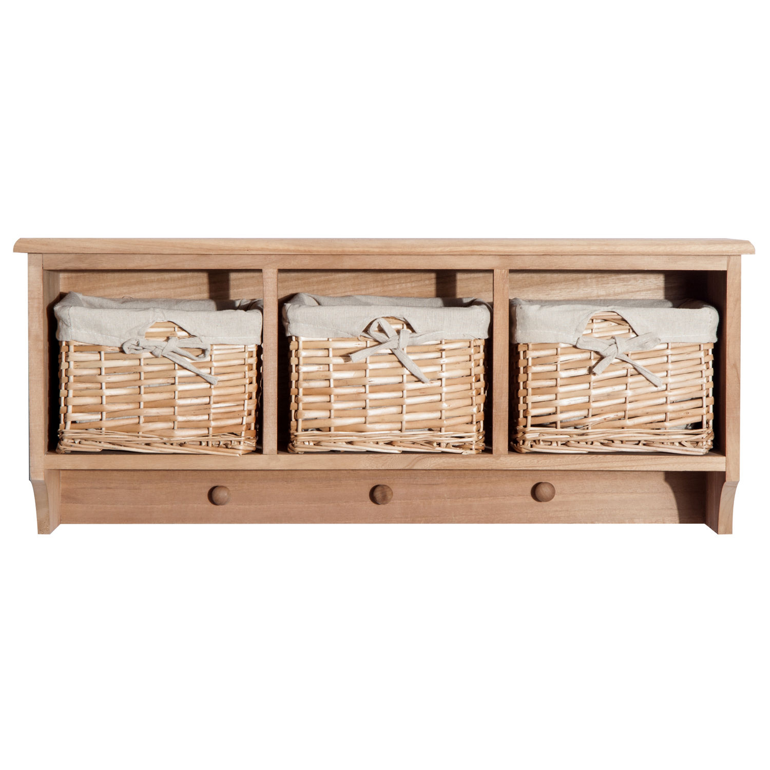Wall Mounted Coat Hook Storage Unit 2 / 3 Baskets Organiser Shelf