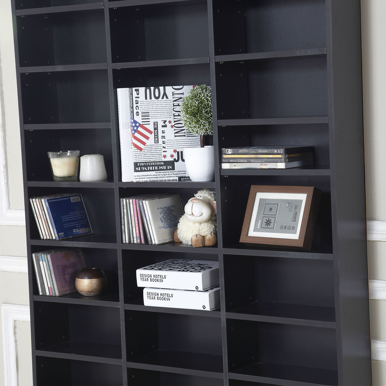 CD DVD Media Storage Wooden Shelves Bookcase Display Shelving Unit