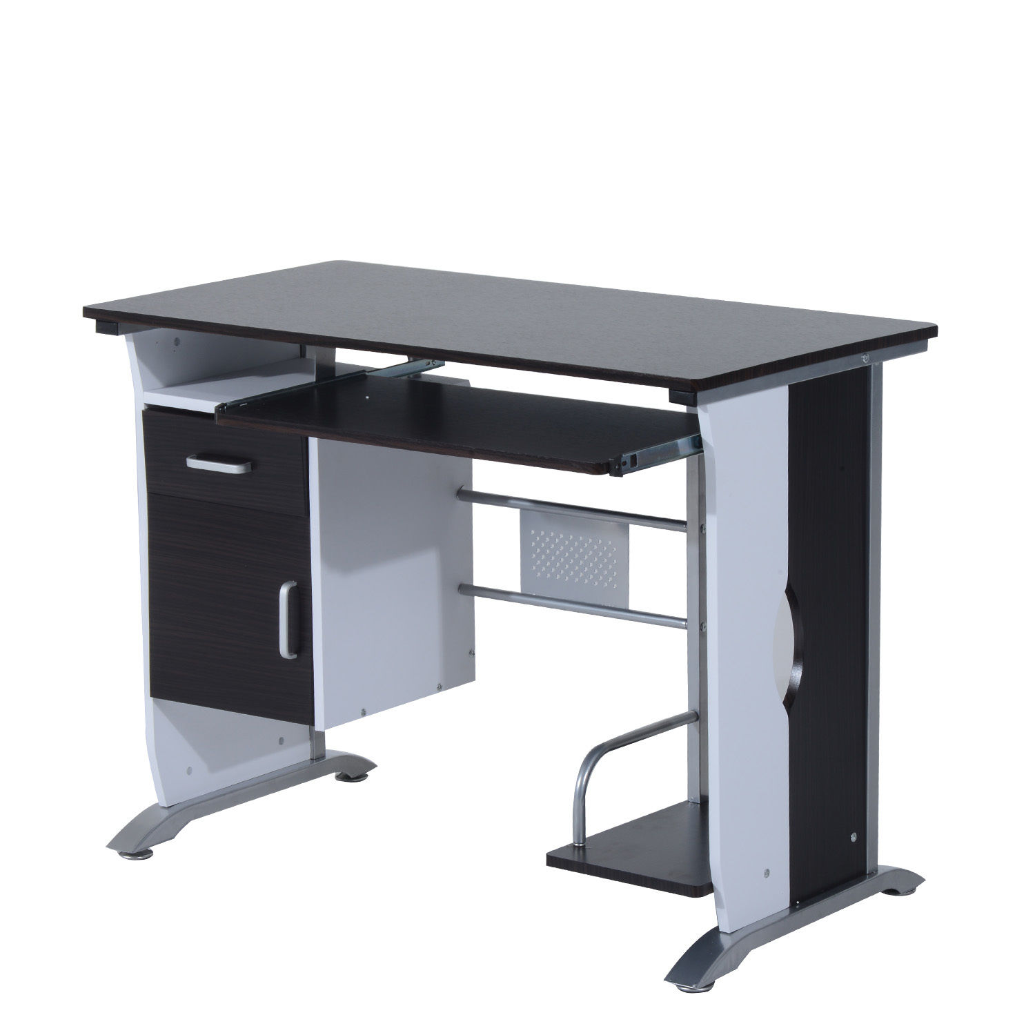 Computer Desk Workstation Table Sliding Keyboard Shelf Wood Drawer