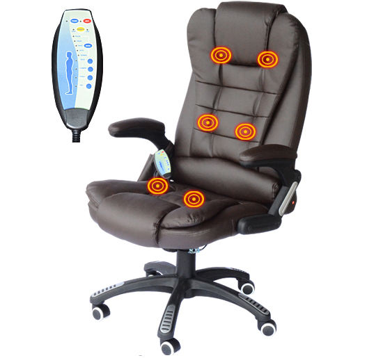 Office Computer Chair Massage Heat Leather Recline Wheels ...