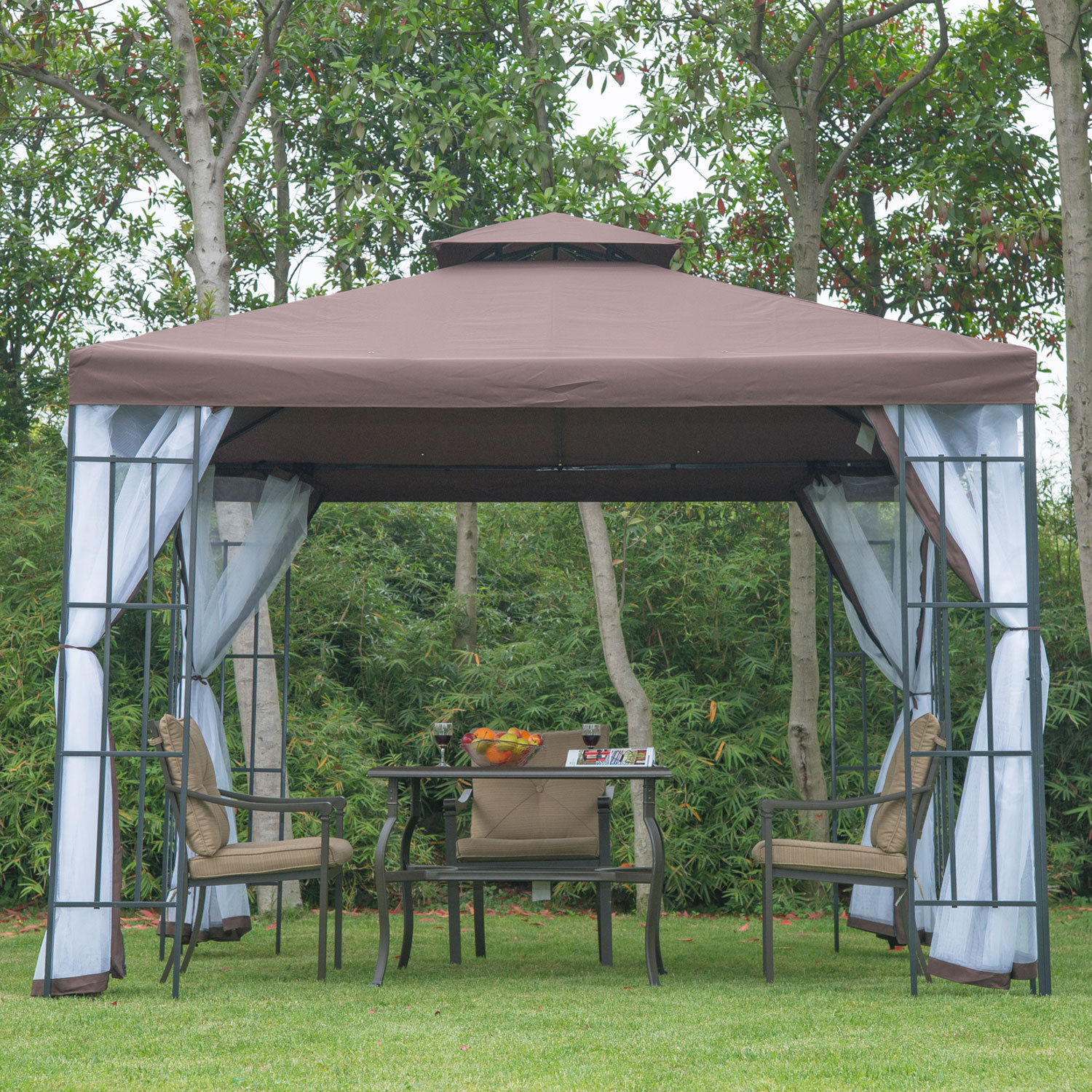 Outsunny Pavillon Partyzelt Gartenpavillon Gartenzelt Festzelt Zelt 3x3 m