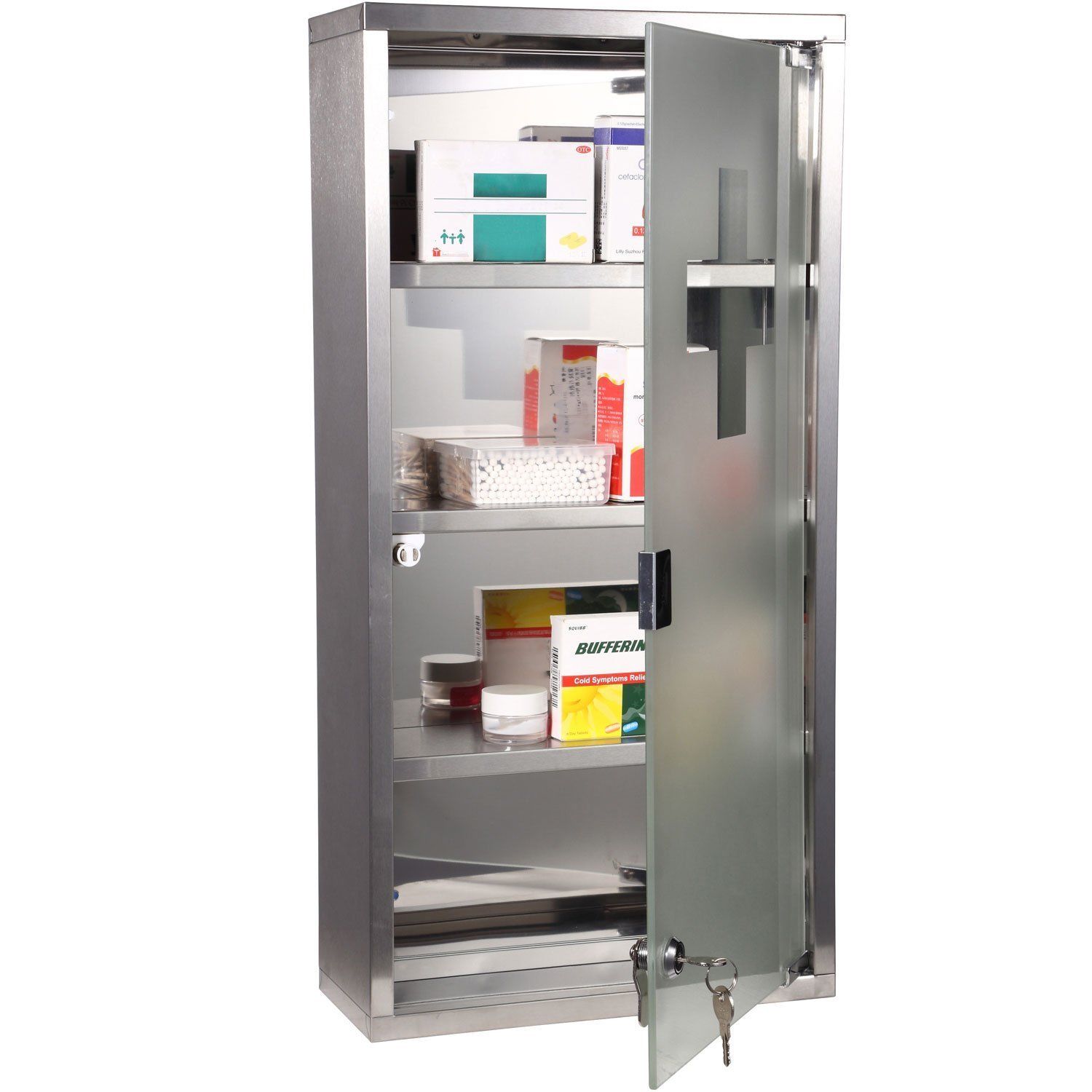 HOMCOM Medizinschrank Arzneischrank Erste Hilfe Medikamentenschrank 4