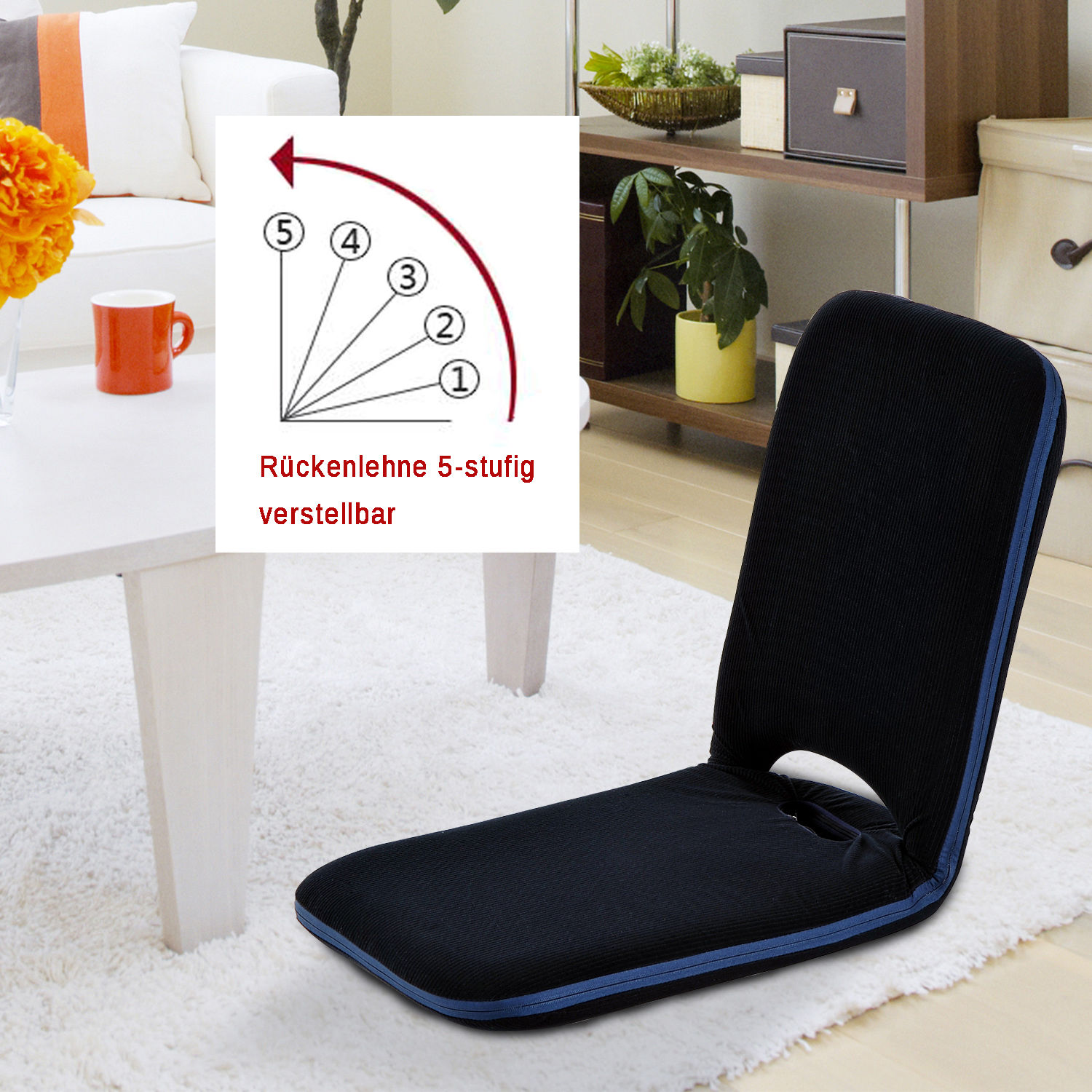Sitzkissen mit Lehne Bodenkissen Liege Sitzsack Stadion verstellbar 2
