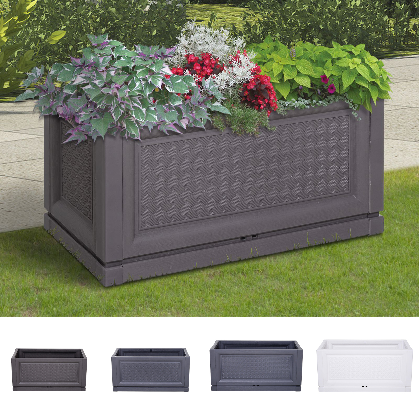Hochbeet Blumenkasten Gartenbeet Pflanzkasten 2 Muster Abflusslöcher PP