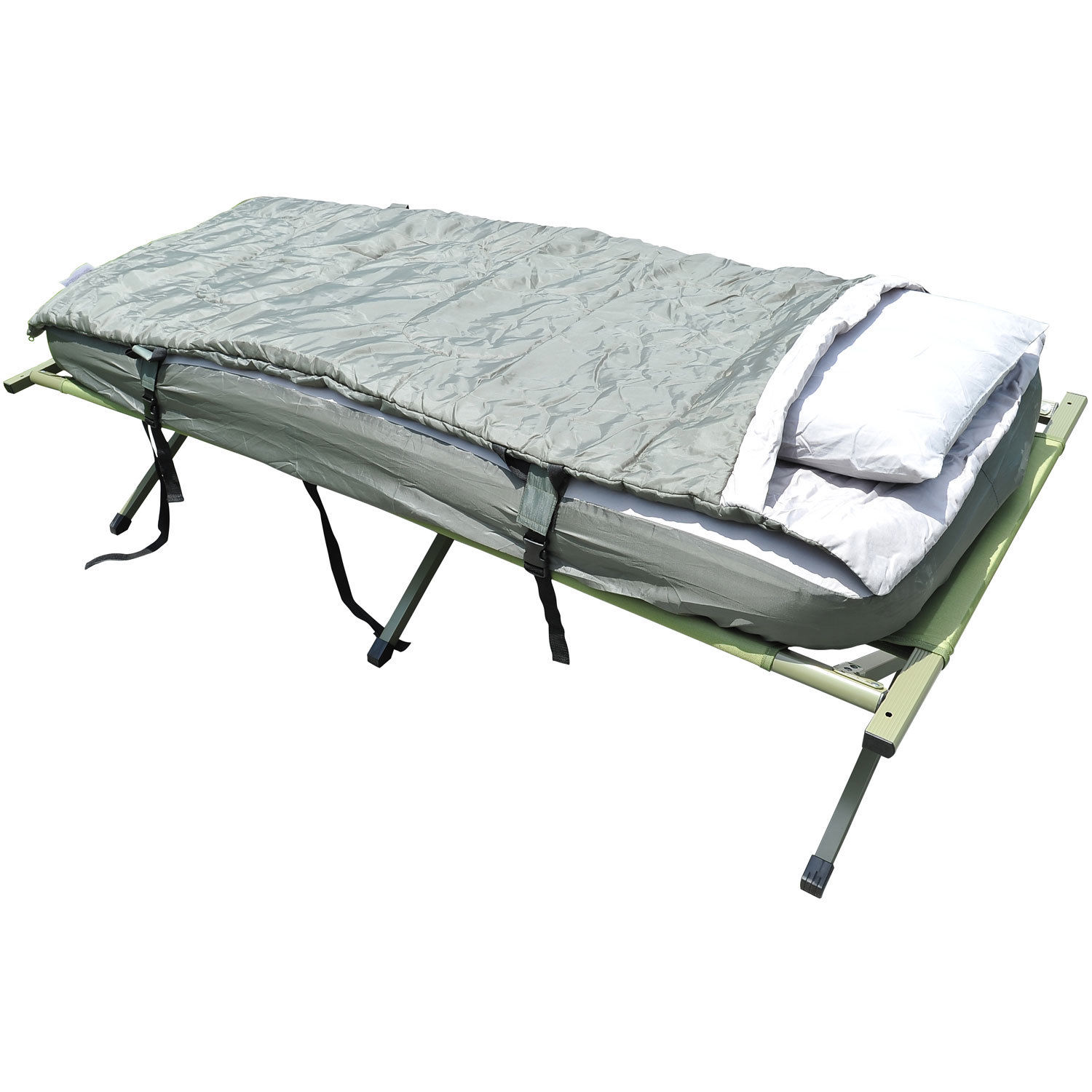 Outsunny Campingbett Set Zelt mit Schlafsack Matratze 4 in 1 faltbar