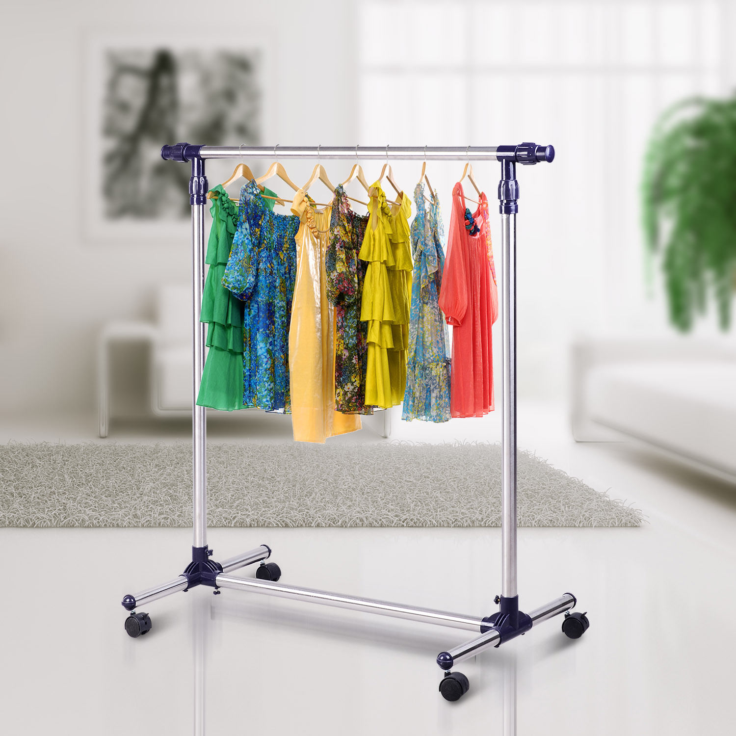 HOMCOM Perchero Burro Colgador con Rueda Altura Ajustable 95x45x170cm