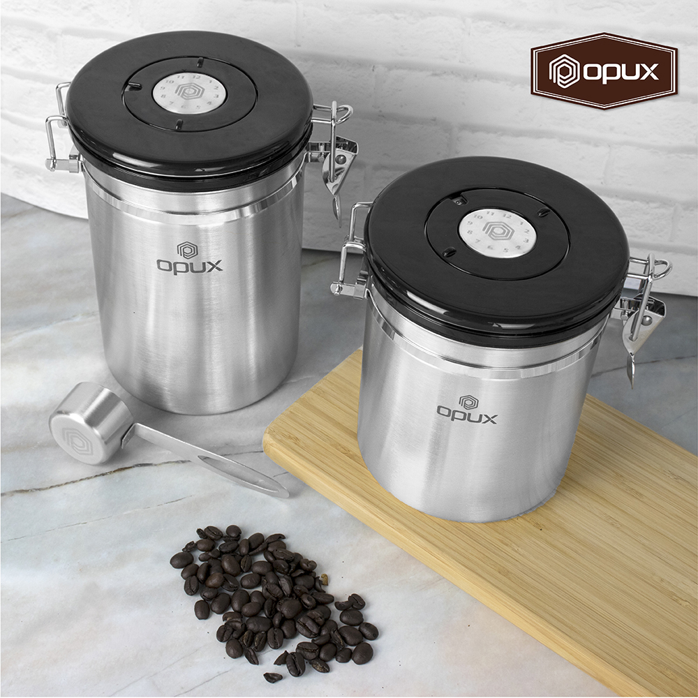 Stainless Steel Coffee Canister Vault Airtight Jar Container CO2 Valve