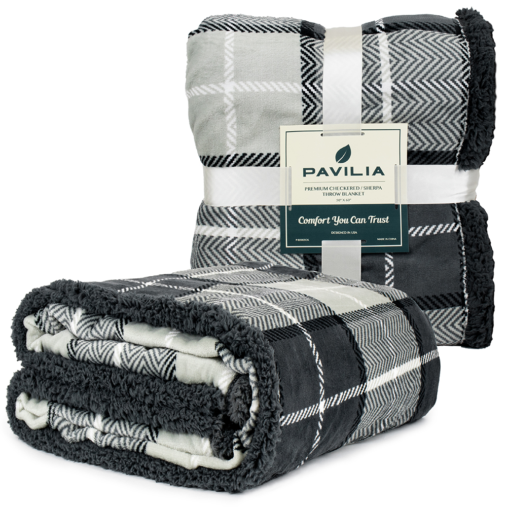 Plaid Throw Blanket for Couch Sofa Bed Sherpa Fleece Soft Microfiber Reversible - Picture 10 of 104