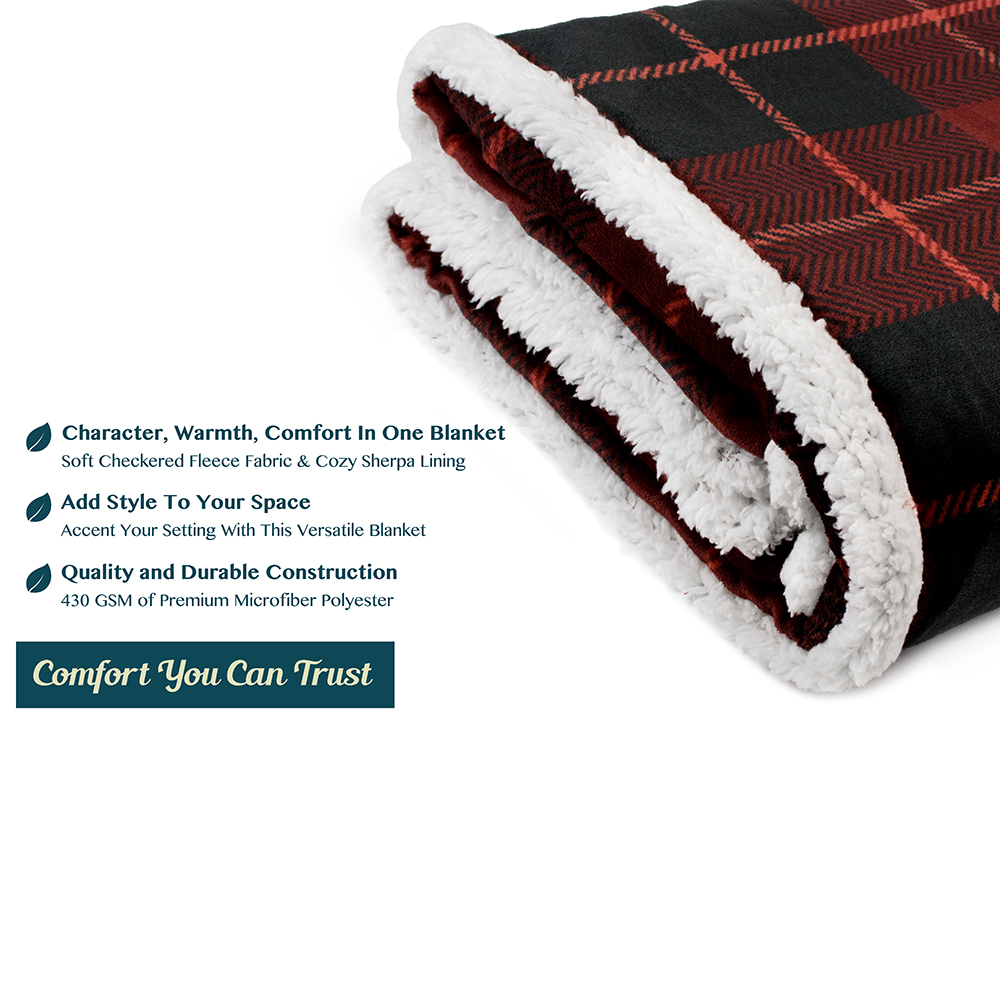 Plaid Throw Blanket for Couch Sofa Bed Sherpa Fleece Soft Microfiber Reversible - Picture 78 of 104