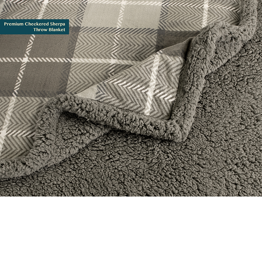 Plaid Throw Blanket for Couch Sofa Bed Sherpa Fleece Soft Microfiber Reversible - Picture 91 of 104