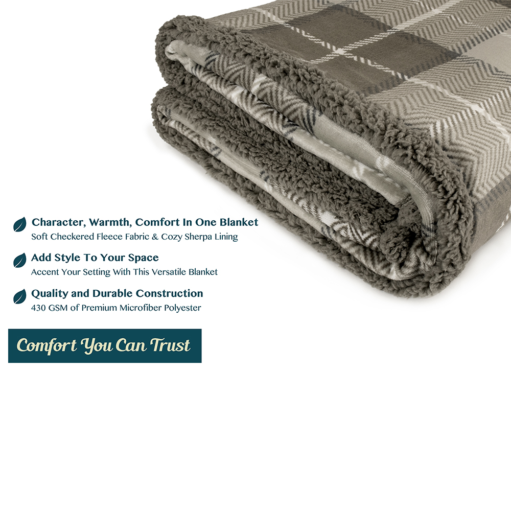 Plaid Throw Blanket for Couch Sofa Bed Sherpa Fleece Soft Microfiber Reversible - Picture 94 of 104