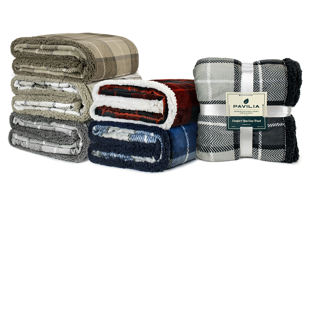 Plaid Throw Blanket for Couch Sofa Bed Sherpa Fleece Soft Microfiber Reversible - Picture 23 of 104