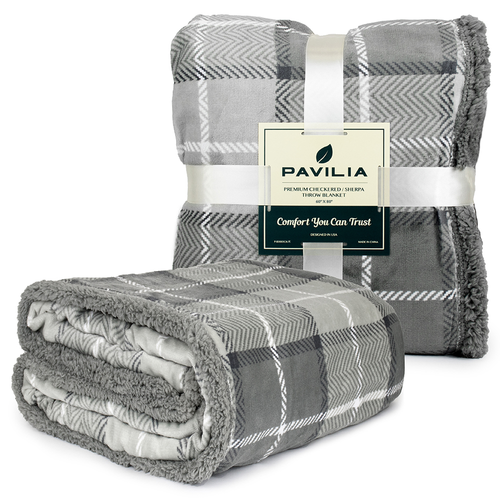 Plaid Throw Blanket for Couch Sofa Bed Sherpa Fleece Soft Microfiber Reversible - Picture 50 of 104