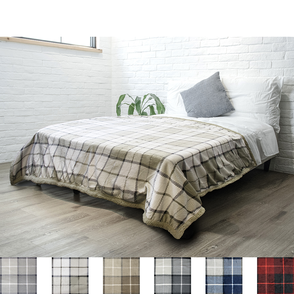 Plaid Throw Blanket for Couch Sofa Bed Sherpa Fleece Soft Microfiber Reversible - Picture 33 of 104